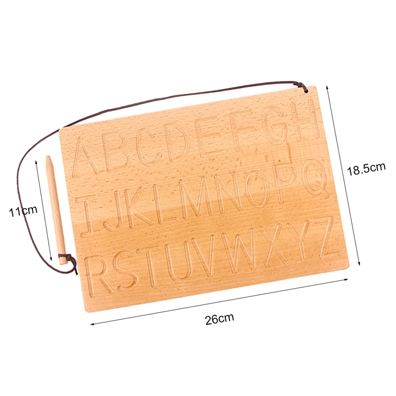 Montessori Aphabet Uppercase & Lowercase Teaching Aids Writing Board Beech Wood English Writing Practice Training Kindergarten 6