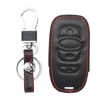 

Leather Car Key Case 4-Buttons Key Chain Holder Cover For Subaru BRZ WRX