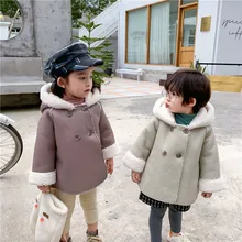 Зима, модные флисовые меховые шубы с капюшоном для мальчиков и девочек, детские теплые утепленные двубортные повседневные куртки, верхняя одежда