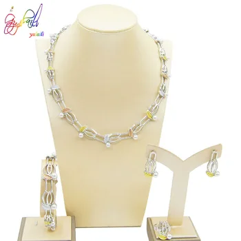 

Yulaili Small and Exquisite Silver Plated Leaf Shape Necklace Earrings Bracelet Ring for Women Party Jewelry Sets Free Shipping