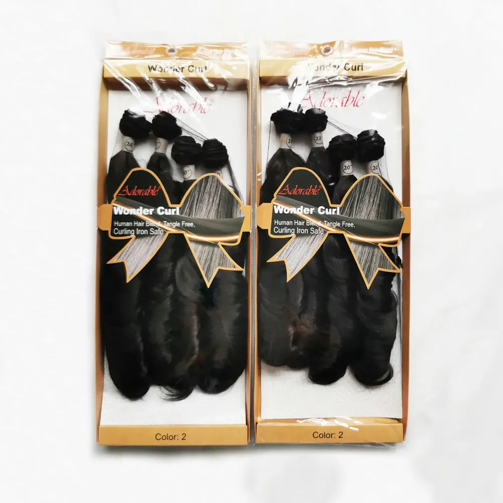 Adorable Box Locs Synthetic Curly Hair Weaves Ironed,Black Heat Resistant Fiber Packet Hair Bundles 24 INCH Wonder Curl 4pcs