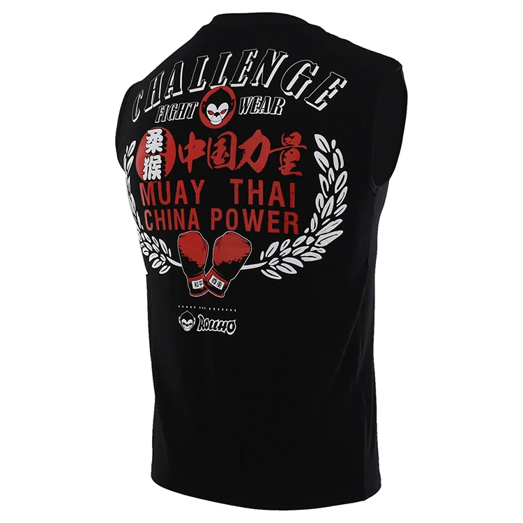 Мужские трикотажные изделия для MMA без рукавов боксерская рубашка Muay одежда тайская дети бойцовская одежда спортивный жилет Kickboxing Топы печатные тренировочные футболки