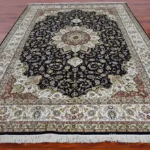 7x10 футов синий персидский дизайн Классический шелковый ковер ручной вязки традиционный ручной ковер для дома