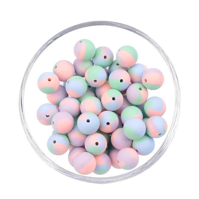 Silicone Teething Beads 50pcs Silicone Beads Pearl Food Grade Teething Beads DIY BPA Free Jewelry Baby Teether Toy Pacifier Chain