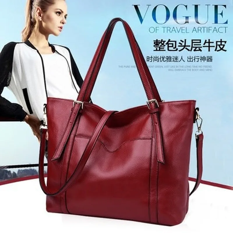 

2019 new genuine leather season women's bag head layer leather handbag large capacity shoulder bag crossbody bag