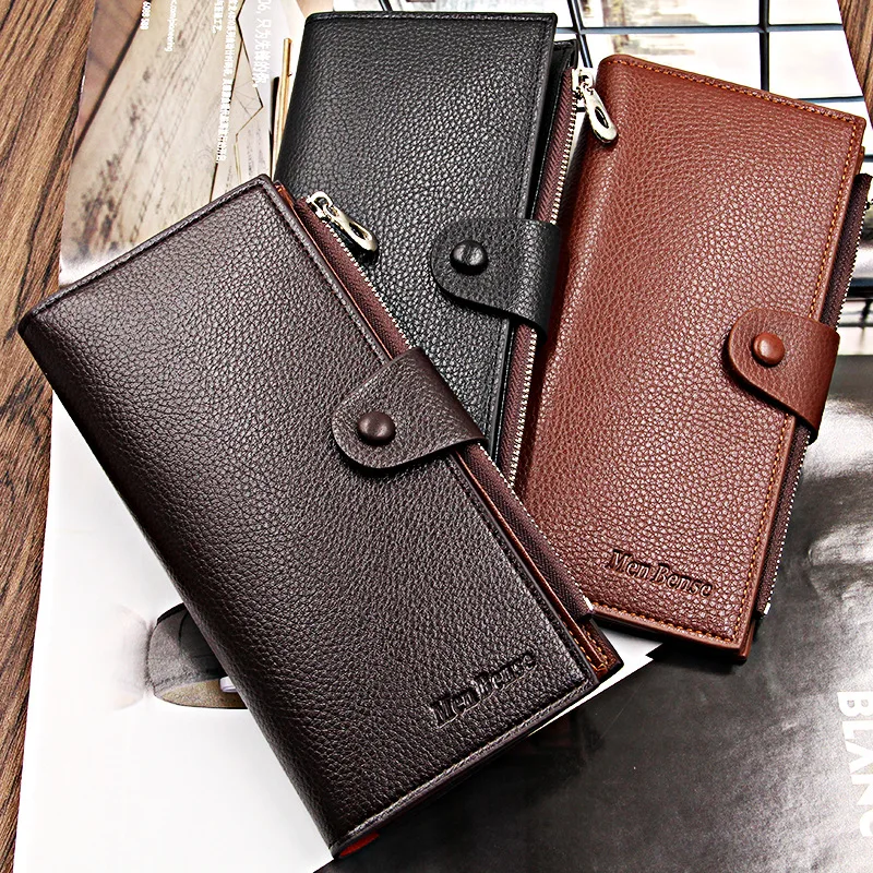 

MenBense Long Wallets Hasp Zipper Money Bag Card Holder Change Coin Handbag PU Leather Letter Print Clutch Bags