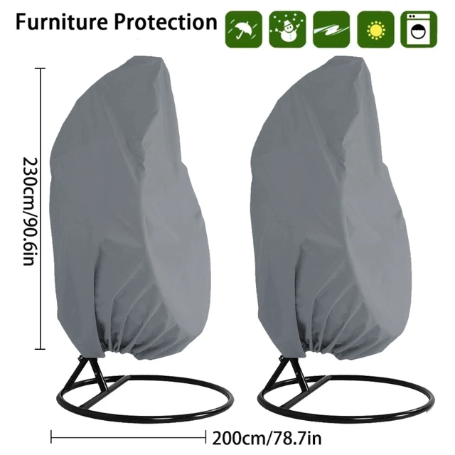 2 Méretű Függő Tojás Lengő Szék Védő Burkolat Kültéri Kerti Bútor Hinta Otthoni Vízálló Erkély - Image 2