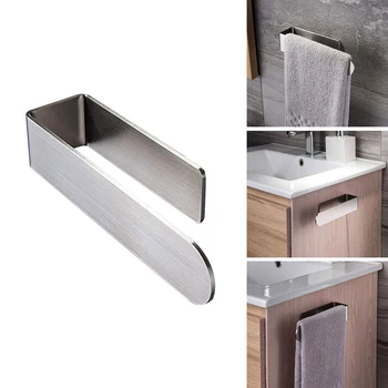 

Stainless Steel Fixed Bath Towel Holder Bathroom Towel Bar Wall Mounted Kitchen Towel Rack Hanger Single Hook Dual Towel Racks