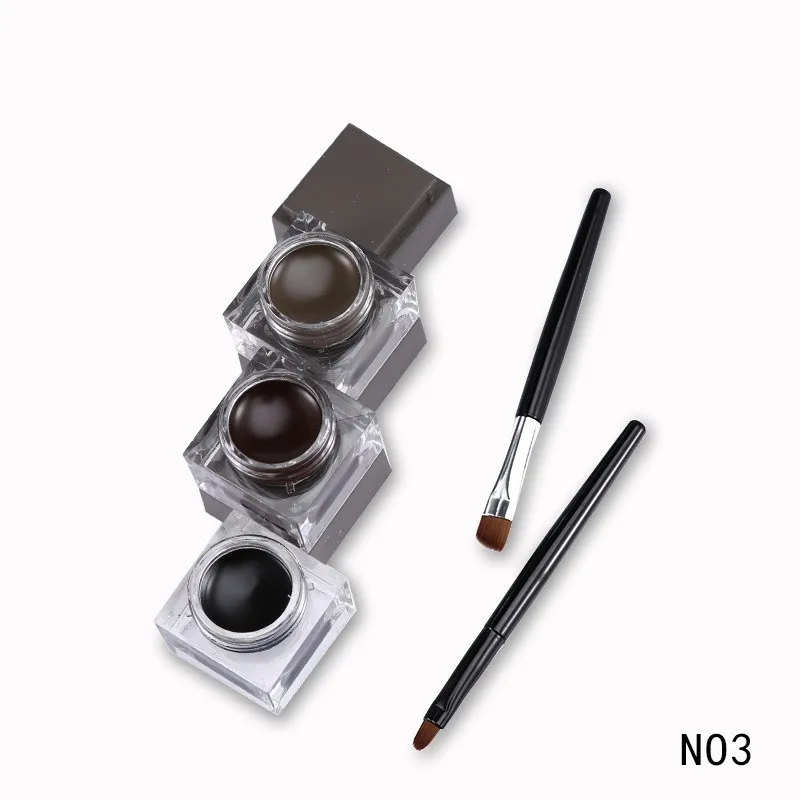 3 Colors/set Durable Eyebrow Pomade Gel Waterproof Makeup Accessories Eyebrow Cream Enhancer With Eyebrow pencil Brush - Цвет: 03