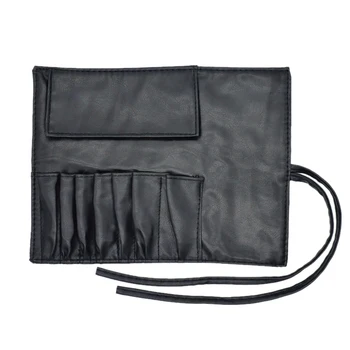 

Mei Nai Qi Fashion Travel Leather Cosmetic Bag Women Professional Makeup Brush Bag Organizer Pencil Case Toiletry Pouch-Black