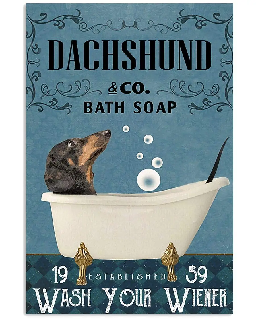 

Bath Soap Company Dachshund Poster Wall Decor Bathroom Bedroom Decor Prints Canvas Wall Art Small Framed Artwork for Walls