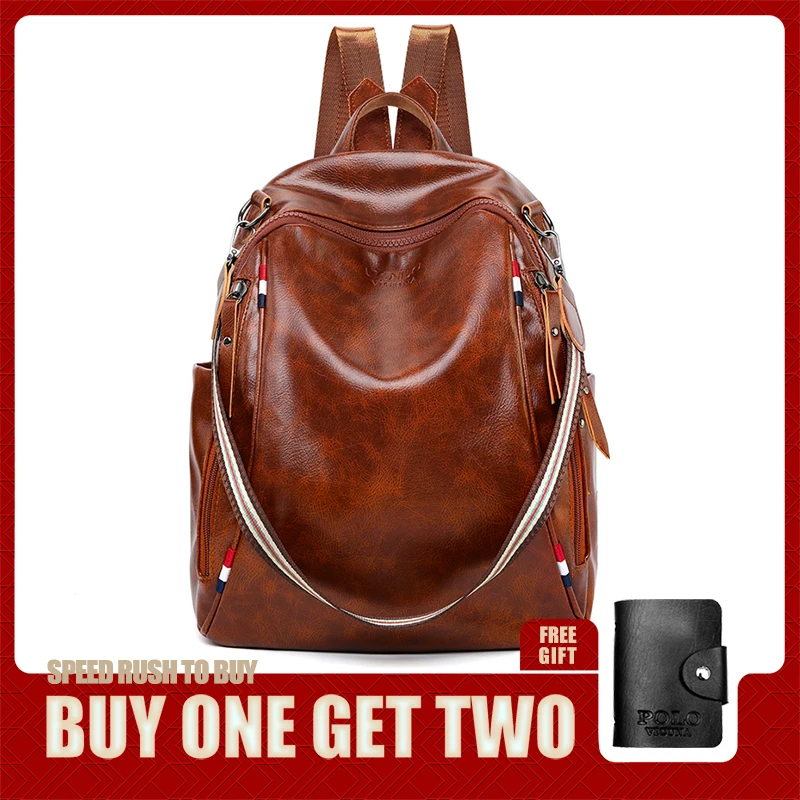 cheap VICUNA POLO Fashion Women Backpack High Quality Youth Leather Backpacks for Teenage Girls Female School Shoulder Bag mochila