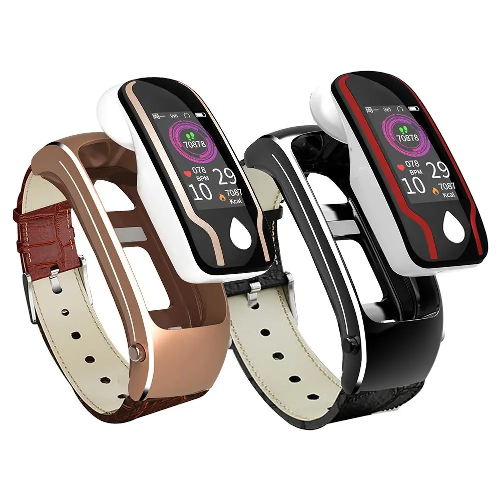 2-в-1 Смарт-часы-браслет с Bluetooth гарнитура комбо вызова сердечного ритма спортивные Шаг Многофункциональный Водонепроницаемый разговор браслет