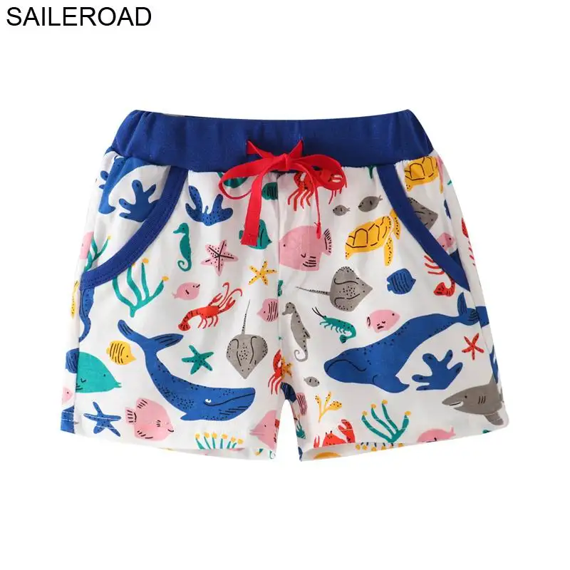 SAILEROAD летние штаны до колена с рисунком акулы для маленьких мальчиков от 2 до 7 лет, детские шорты для мальчиков, одежда из хлопка - Цвет: 6039 same picture