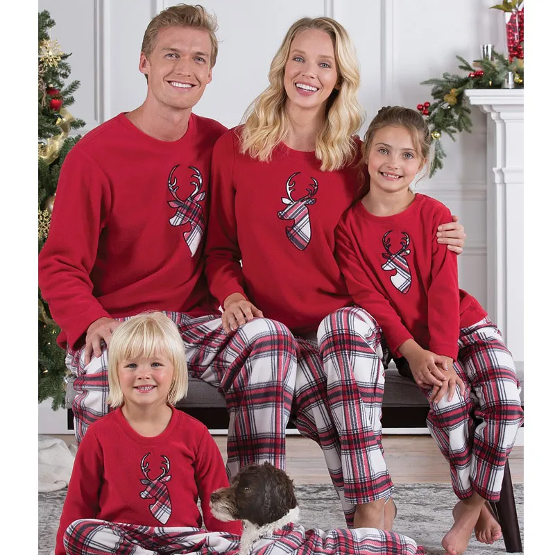 

Family Pajamas Set Moose Adult Women Kids New Christmas Deer Nightwear Pyjamas Mother Daughter Clothes Matching Family Out