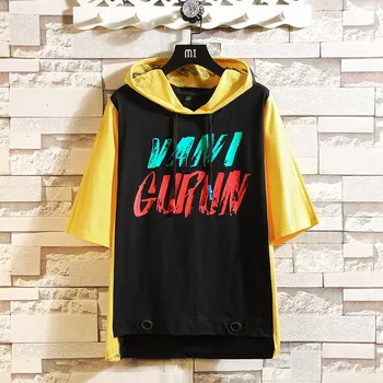 

Summer 2020 Short Sleeves White Black KOREA Hoodie Sweatshirt Mens Hip Hop Punk Pullover Streetwear Casual Fashion Clothes