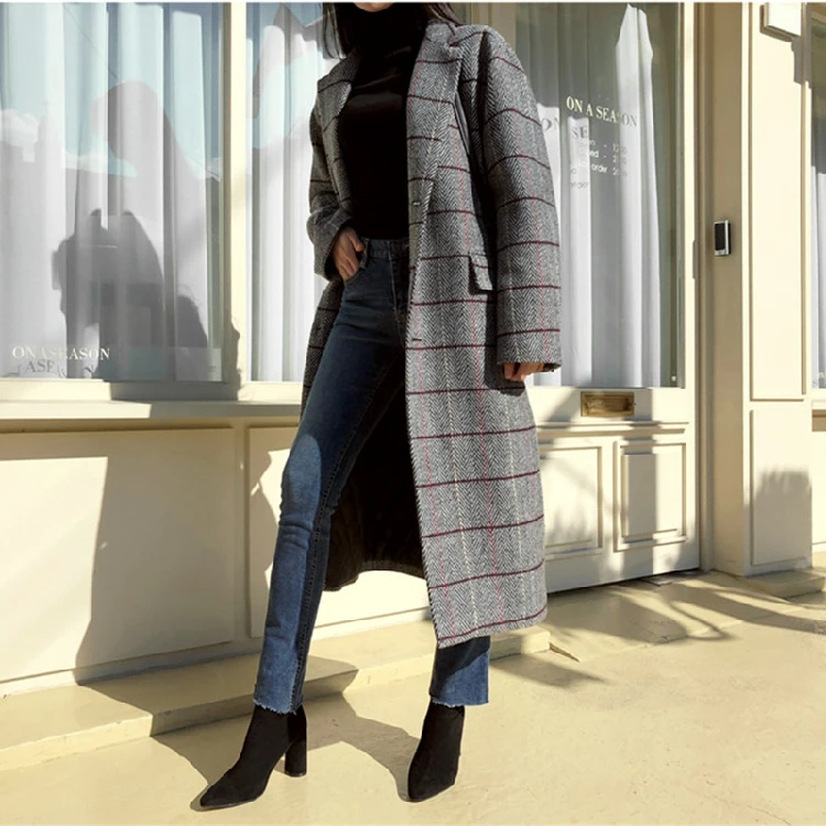 HziriP, хит, теплое клетчатое женское элегантное универсальное пальто, шикарное пальто, женское модное шерстяное уличное пальто размера плюс, топы