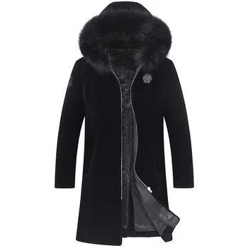 

Real Fur Coat Winter Jacket Men Real Fox Fur Collar Sheep Shearling Fur Coat Warm Wool Jackets Plus Size Veste Homme 7061 MY1840