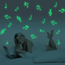 15 шт./компл. наклейки мини музыкальная нота светящиеся наклейки на стену Свечение Темно наклейки-звездочки детская Спальня номер домашнего декора стены