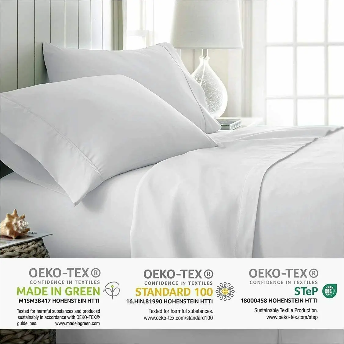Bed Sheet Sets Deep Pocket Soft Flat Fitted Bedding set with Pillow cases Oeko-Tex certification.