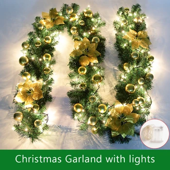 

2.7M Christmas Garland Rattan with Lights Supplies Christmas Decorations for Home Xmas Artificial Tree Ornaments Noel New Year