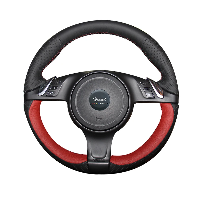 

Nappa Leather Stitch cover Car Steering Wheel Cover for Porsche Cayenne 2013 car styling braid on the steering wheel