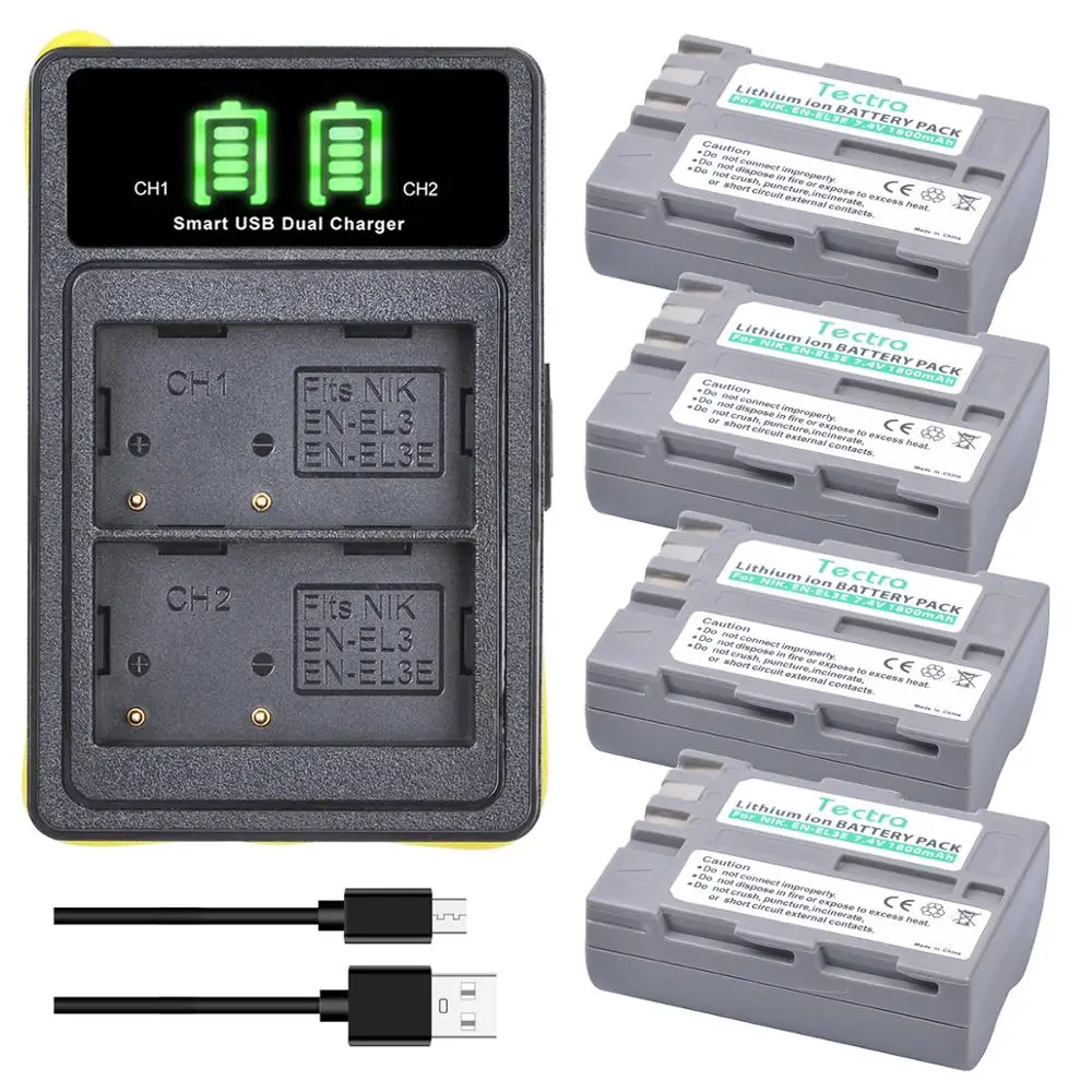 

EN-EL3e Камера батареи и Тип-C Порты и разъёмы светодиодный USB Зарядное устройство для Nikon D30 D50 D70 D70S D90 D80 D100 D200 D300 ENEL3e