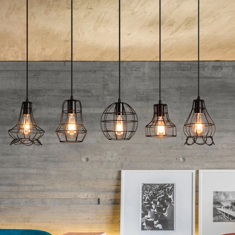 LED подвесные светильники железная клетка Подвесной Светильник гостиная