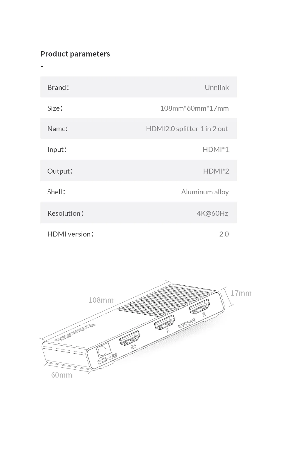 Unnlink HDMI разветвитель 1X2 1X4 HDMI2.0 UHD 4 k@ 60 Гц 18 Гбит/с 4:4:4 HDR HDCP 2,2 3D для светодиодный проектор Smart tv box ps4