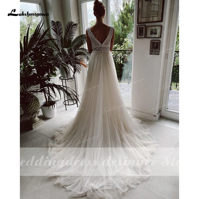 vestido de novia Boho Wedding Dresses 2023 V Neck Beach Lace Bridal Wedding Gowns Elegant Bohemian Tulle A Line Bridal Dress