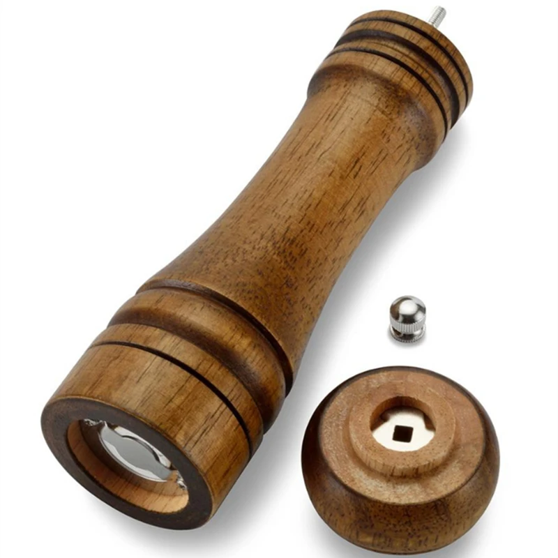 Деревянный Измельчитель перца мельница с прочной регулируемая ручка для перца, соли, специй