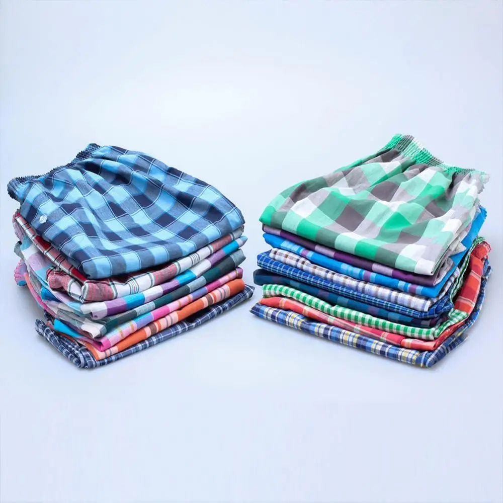 Great Value 1Pcs/4Pcs Cotton Men Shorts Plaid Boxers Breathable Underpants Loose Summer Men's Shorts Large Size for Man
