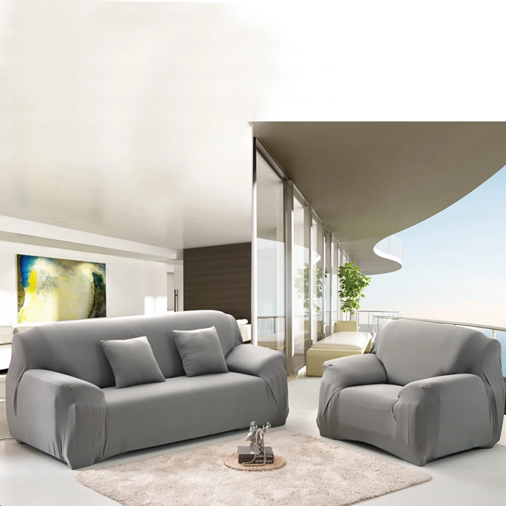 

Yeahmart Fashion Solid Color Universal Elastic Sofa Covers for Living Room 1 2 3 4 Seater Slip Cover Soft Sofa Protector 4 Color