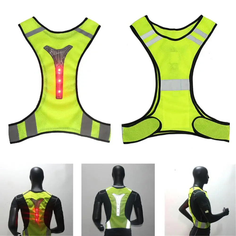 LED Safe for Cycling Reflective High Visibility Motorcycle Jacket Vest Night Shiny Warning Safety Coat for Traffic Work Team Uni