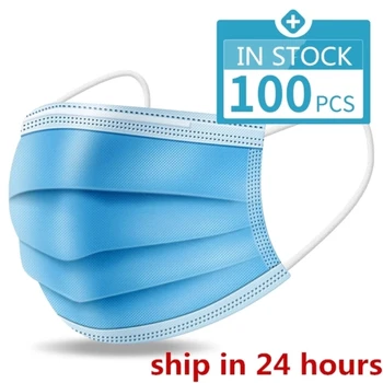 

Anti-Virus Face Mask Disposable Masks 10-200PCS Nonwoven 3 layer Filter mask Anti Dust Breathable Earloops Mouth Masks