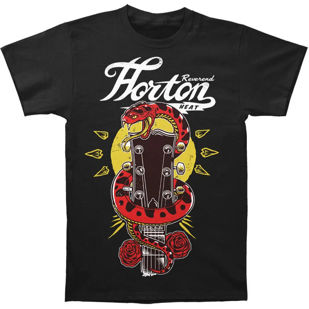 Мужская черная футболка Reverend Horton Heat со змеиной гитарой черные рубашки | одежда