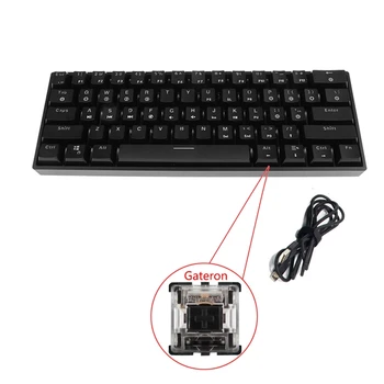

RGB LED Backlit Wired Mechanical Keyboard,Portable Compact Waterproof Mini Gaming Keyboard 61 Keys Gateron O21 20 Dropship