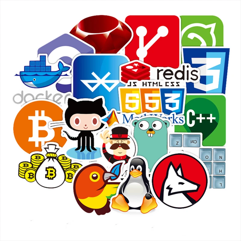 72個インターネットjava Js Php Htmlクラウドドッカーbitcoinプログラミング言語アプリのロゴクールおもちゃステッカー車diyステッカー Stickers Aliexpress