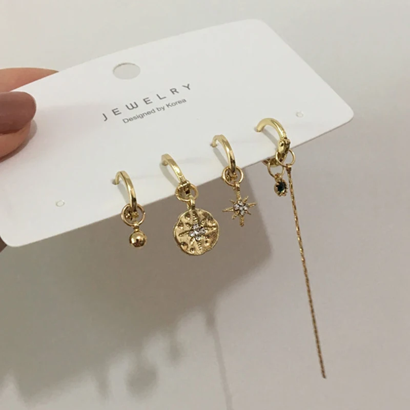 Peri'sBox, много комплектов, милые миниатюрные серьги-гвоздики с планетой для женщин, стразы, красочные геометрические серьги, серьги с восьмиконечной звездой