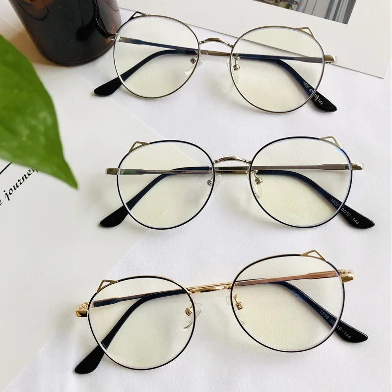 

Cat Ears Glasses Frame Retro Anti Blue-ray Glasses Women's Non-Alcohol by Volume South Korea Literature And Art Eye-protection G