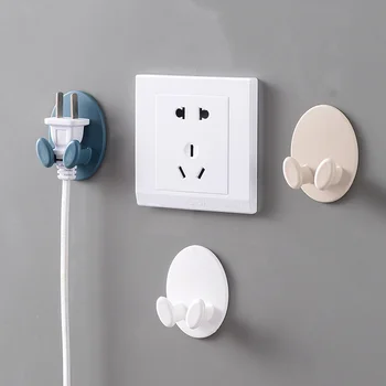

2Pcs Socket Plug Wall Hook Strong Self Adhesive Storage Hanger Bathroom livingroom Kitchen Appliance Power Plug Cord Organize