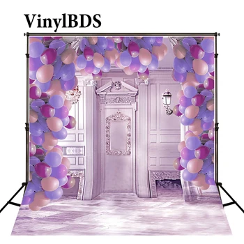 

VinylBDS Color Palace Wedding Background Romantic Pink Series Backdrops Colored Balloons Valentine Backdrops