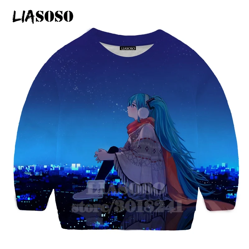 LIASOSO детей толстовки 3D принт аниме девочка Hatsune Толстовка Miku в уличном стиле для детей мальчиков и девочек Повседневное Топ для маленьких детей, свитер для подростков B174-20