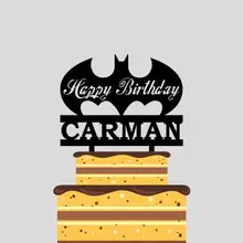 1 шт заказное имя мультфильм Бэтмен С Днем Рождения акриловый торт Топпер для детей день рождения украшения торта YC046