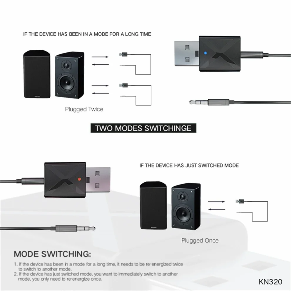 Bluetooth Adapter 2 in 1 Bluetooth 5.0 Audio Receiver Transmitter for TV PC A2 Car Kit