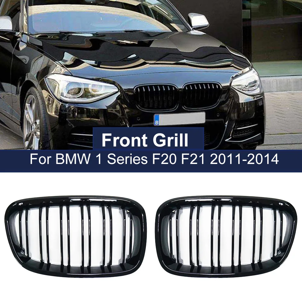 Hohe Qualität Front Niere Grille Für BMW 1 Serie F20 F21 2011 2012 2013  2014 Doppel Lamellen Linie Gloss Matte schwarz Racing Grill - AliExpress