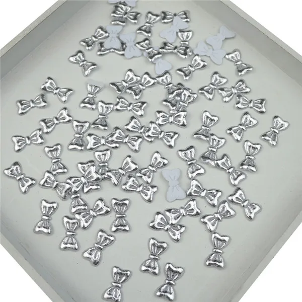 PU silver Embossing 100 шт. Блестящий бантик мягкий Блестящий патч ручной работы ремесло Bowknots тиснение аппликация тканевая наклейка Дети Скрапбукинг аксессуары - Цвет: PU silver Embossing
