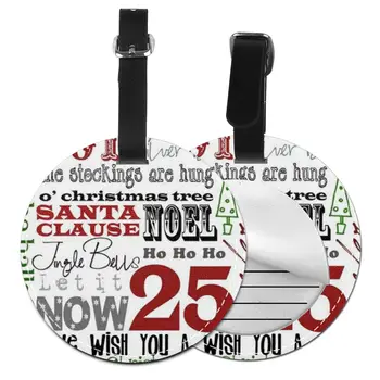 

NOISYDESIGNS Merry Christmas Letter Round Luggage Tag Suitcase Label Bag Pendant Handbag Name ID Address Tags Travel Accessories