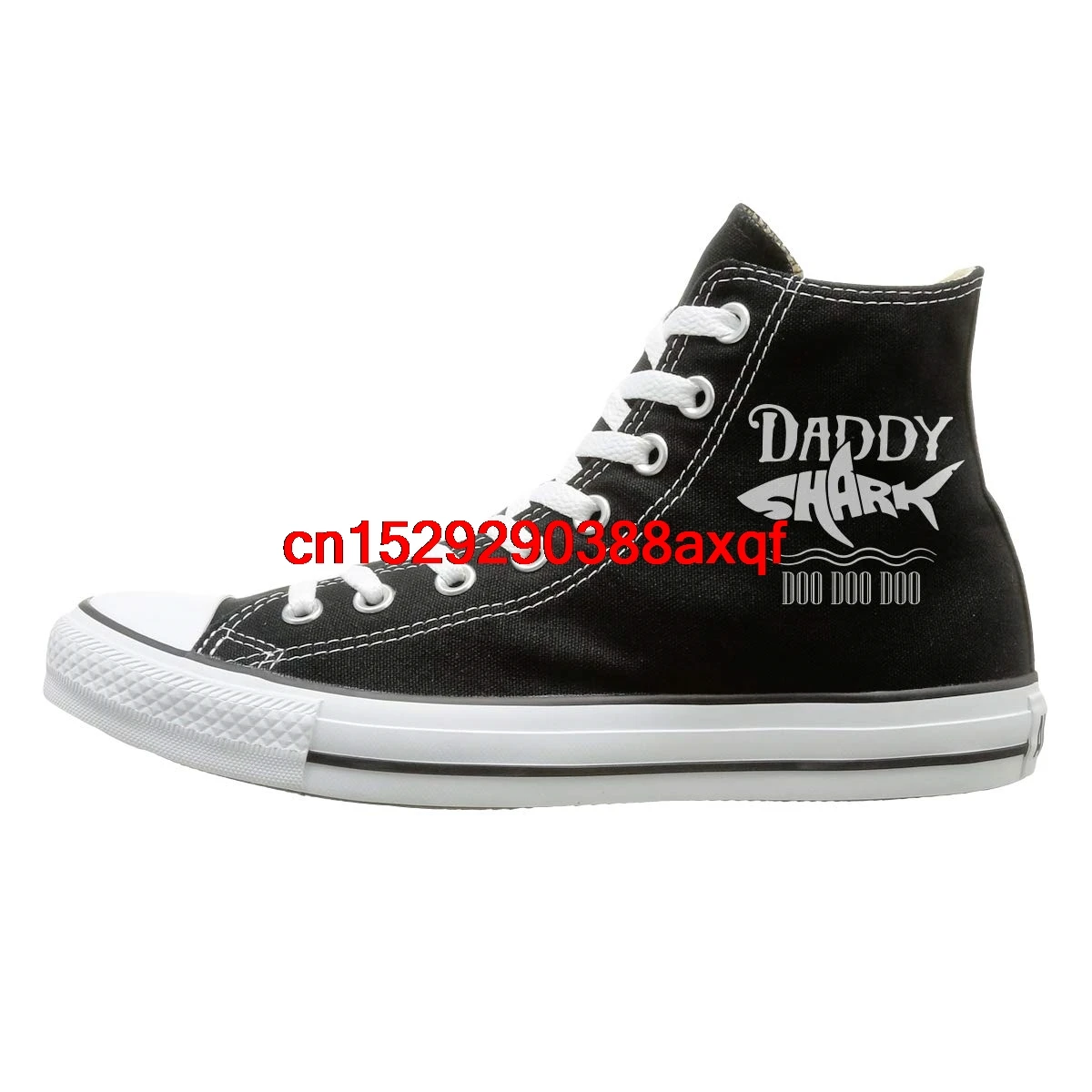 

High-top Canvas Shoes Sneaker Daddy Tshirt Shark Doo Doo Doo Casual Walking Shoes for Mens Womens