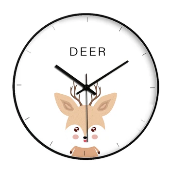 

Cartoon Cute Wall Clock Art Creative Animal Nordic Simple Modern Silent Wall Clock Kids Rooms Reloj De Pared Home Decor DA60WC